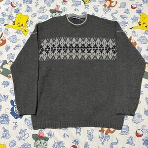 Vintage 90s XG Grey Argyle Acrylic Sweater